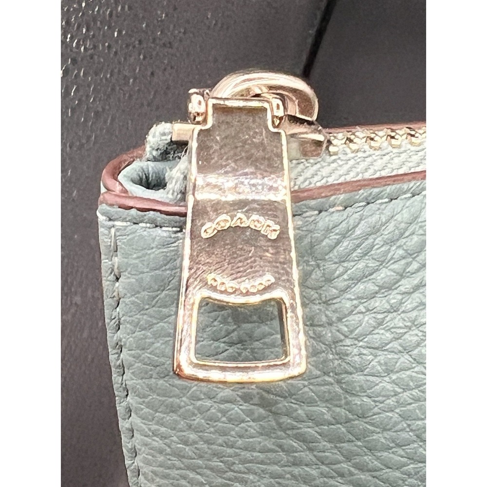 Coach Pebble Leather Taylor Tote Shoulder Bag Aqua Blue Authentic - Picture 10 of 15